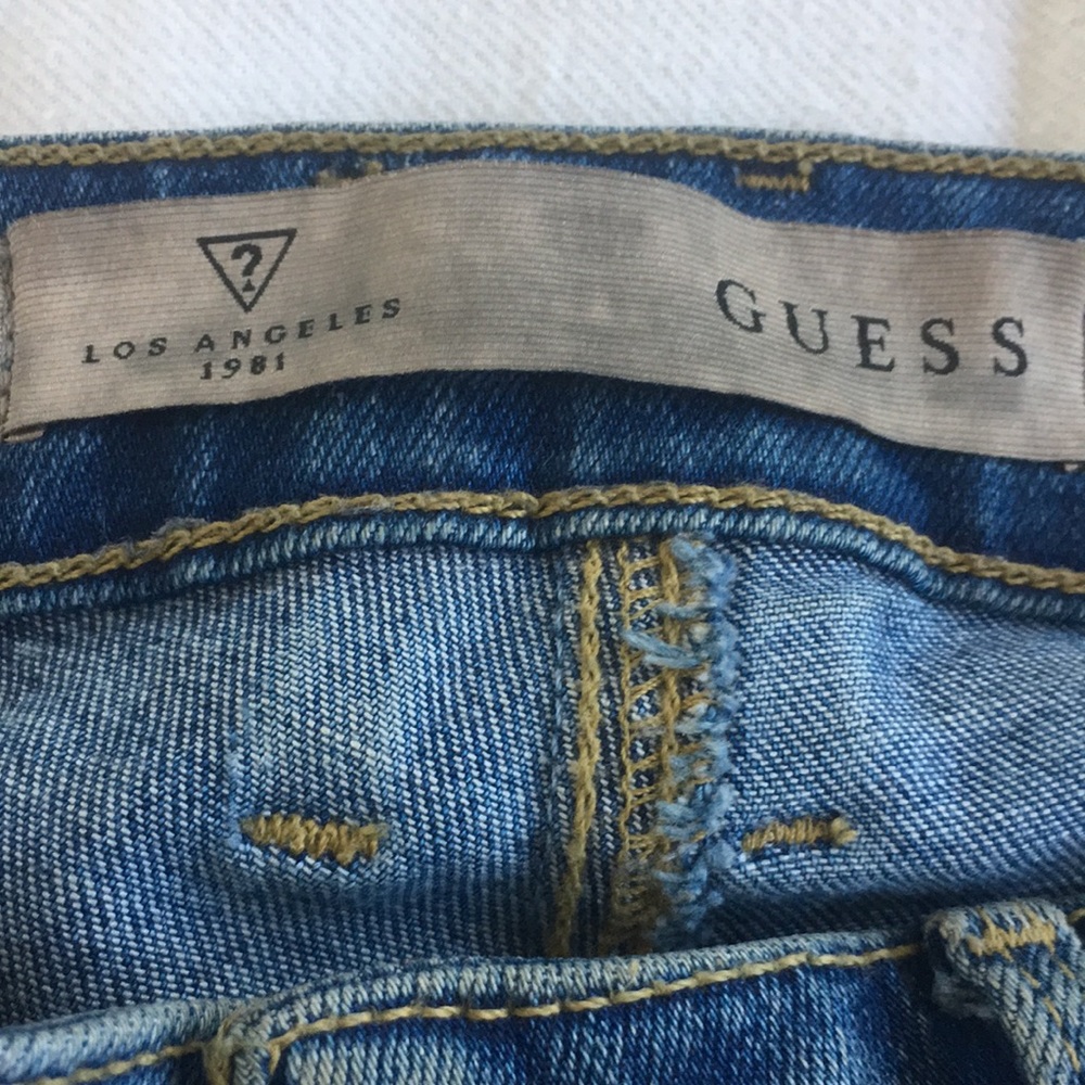 GUESS High Rise Distressed Skinny Jeans Blue Stretch Denim Ripped Ripped Size 25 - Picture 9 of 15